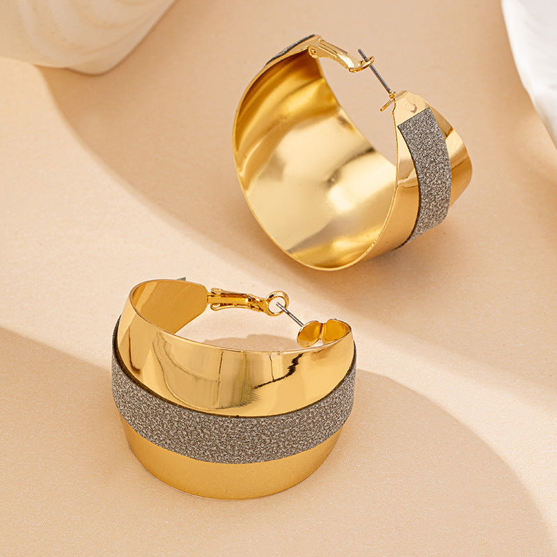 Frosted Hoop Earrings for Women – Alloy Geometric Luxury Statement Jewelry