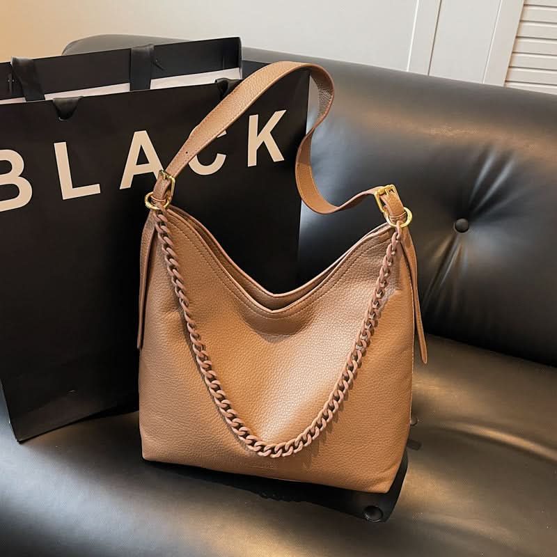 Women's Trendy Chain Bucket Shoulder Bag – PU Commuter Purse