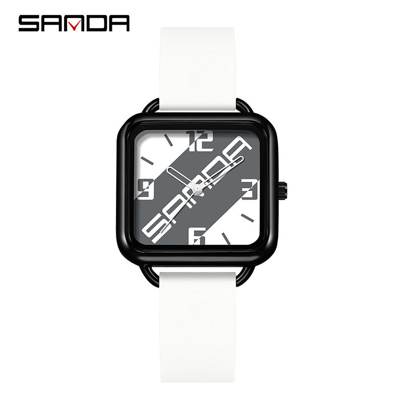 Sanda Unisex Square Quartz Watch – Trendy Waterproof Fashion Watch for Students