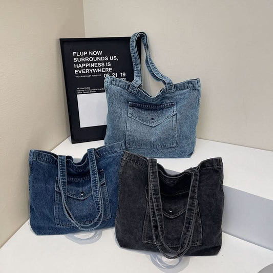 Women's Large Capacity Denim Shoulder Bag – Spring Retro Tote Bag