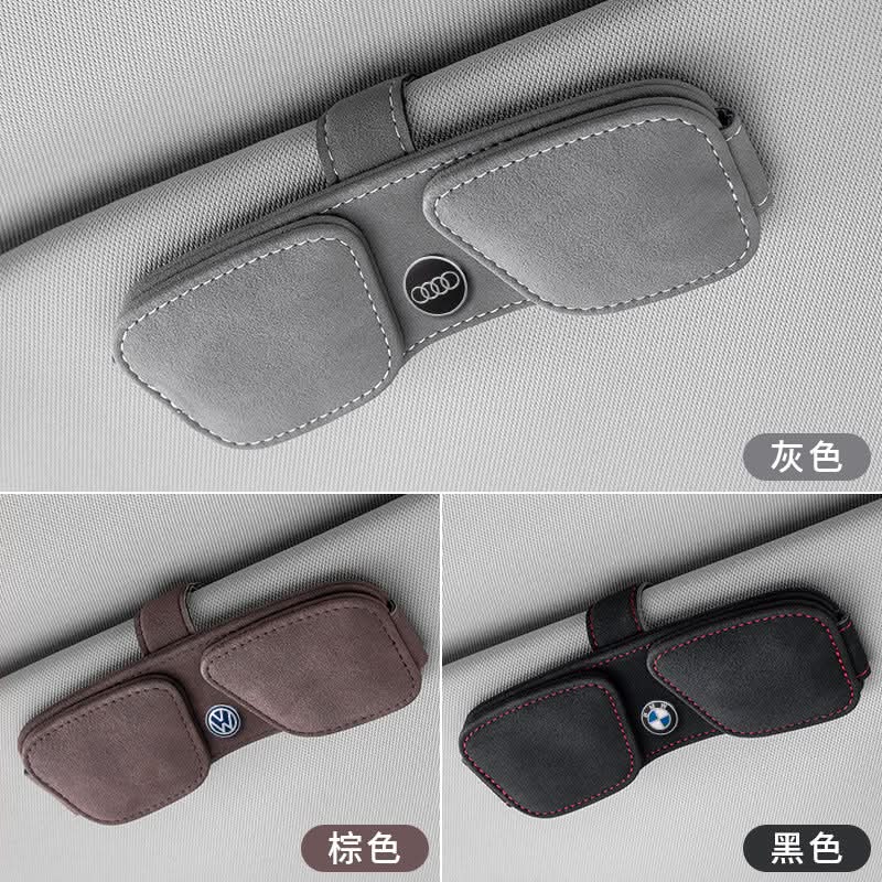 PU Leather Car Sun Visor Glasses Clip