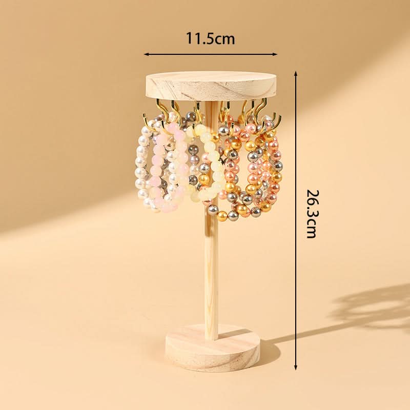 Round Wooden Jewelry Display Rack – Bracelet & Necklace Organizer