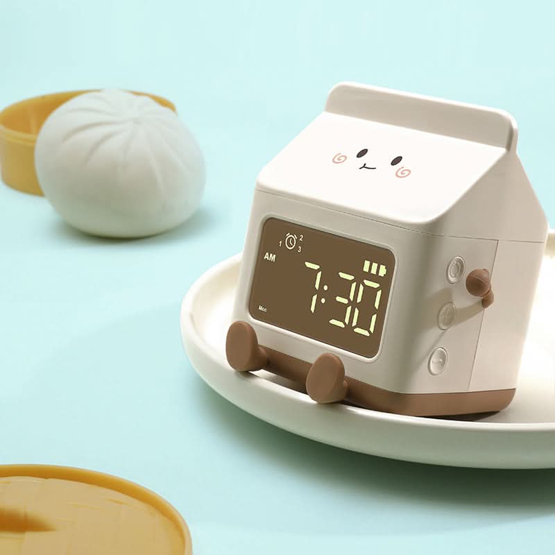 Cute Milk Box Mini Alarm Clock