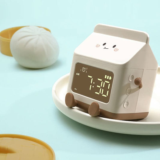 Cute Milk Box Mini Alarm Clock
