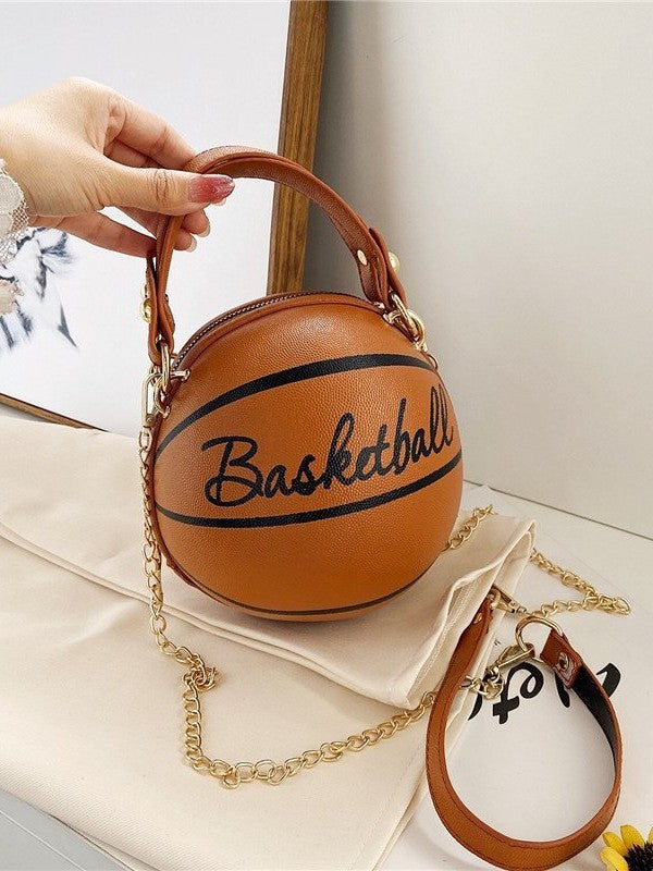 Round Ball Crossbody Bag – PU Leather Chain Shoulder Handbag for Women