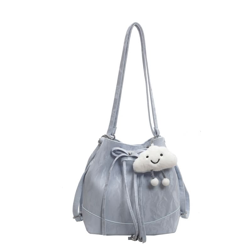 Women’s PU Leather Drawstring Backpack – Stylish Bucket Messenger Bag