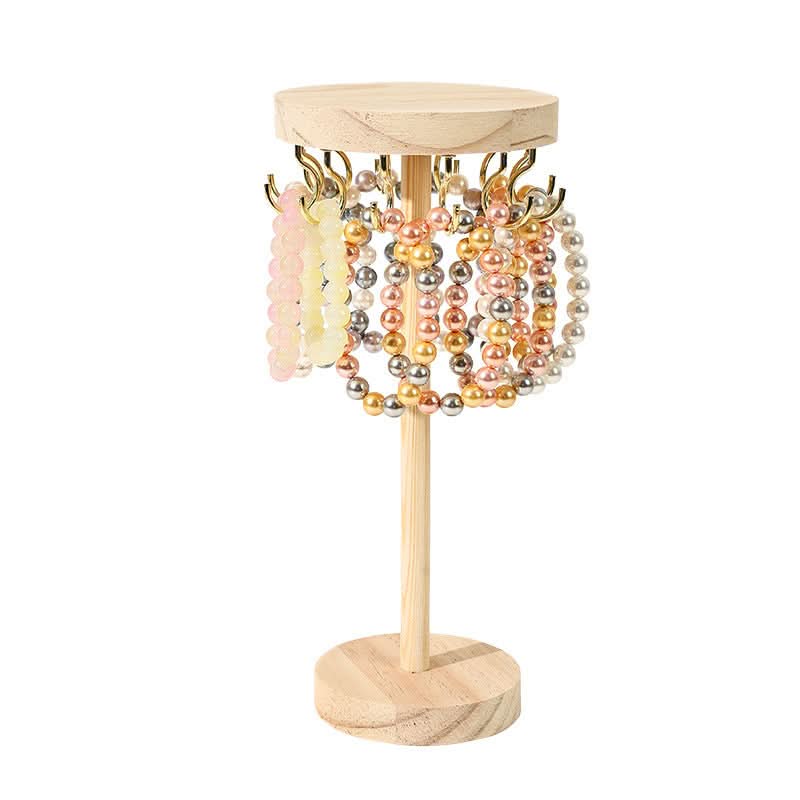 Round Wooden Jewelry Display Rack – Bracelet & Necklace Organizer