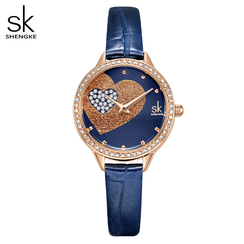 SK Women’s Quartz Watch – Diamond Accent Leather & Stainless Steel Strap