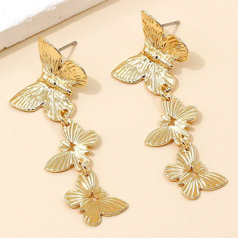 Women’s Butterfly Earrings – Gold Alloy Nature-Inspired Statement Jewelry