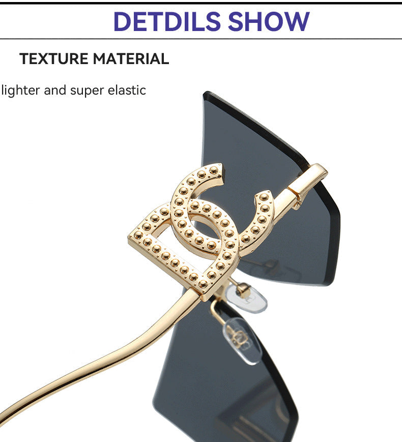Trendy Frameless Sunglasses for Women – Stylish Geometric Temples & UV Protection