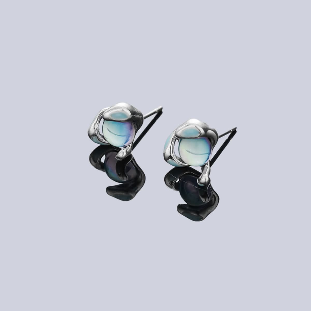 Trendy Medusa Ice Blue Eye Earrings for Men & Women - Fashionable