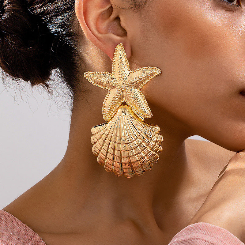 Bohemian Shell Earrings for Women – Alloy Geometric Holiday Fashion Jewelry