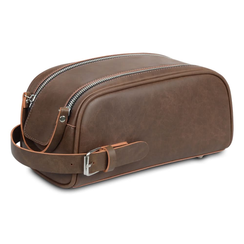 Retro PU Leather Wash Bag - Cosmetic Organizer for Travel
