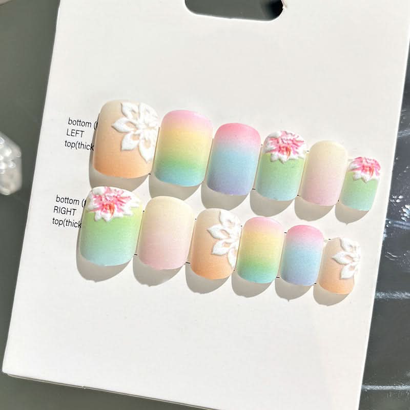 Wearable Embossed Short Bride Nail Art – Finished 3D False Nail Stickers