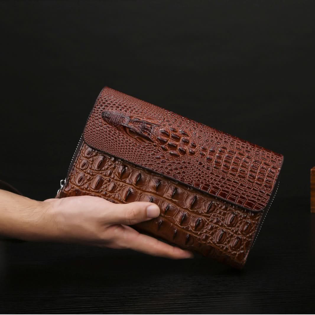 Men’s Crocodile Pattern PU Leather Wallet – Multi-Card Slot Business Clutch Bag
