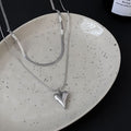 1 pc. Double-Layer Heart Pendant Necklace, Luxury Design