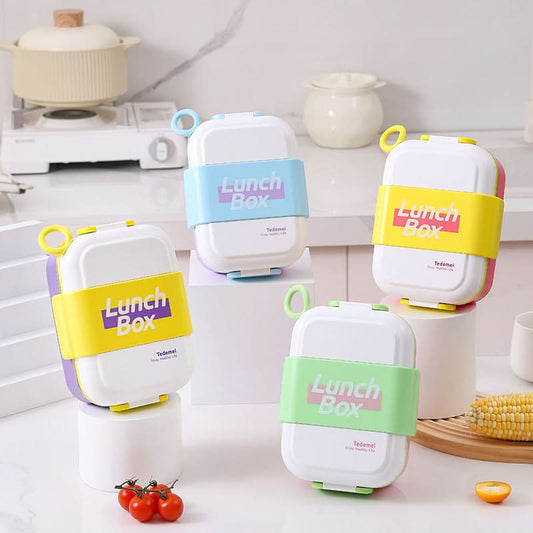 Japanese-Style Stainless Steel Double-layer Bento Lunch Box – Microwave-Safe