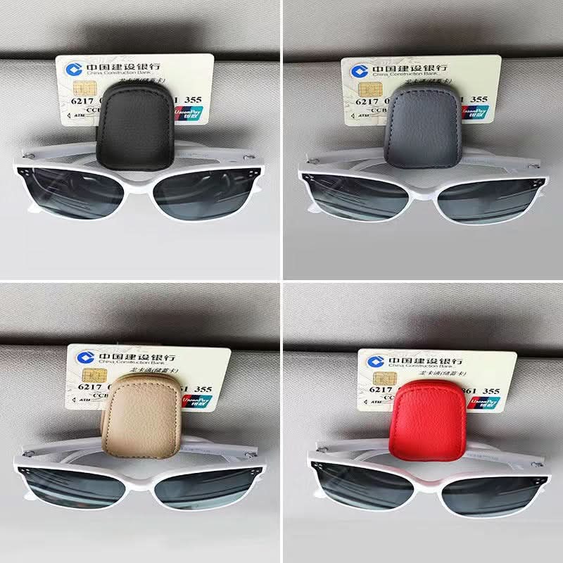 PU Leather Car Sun Visor Glasses Holder