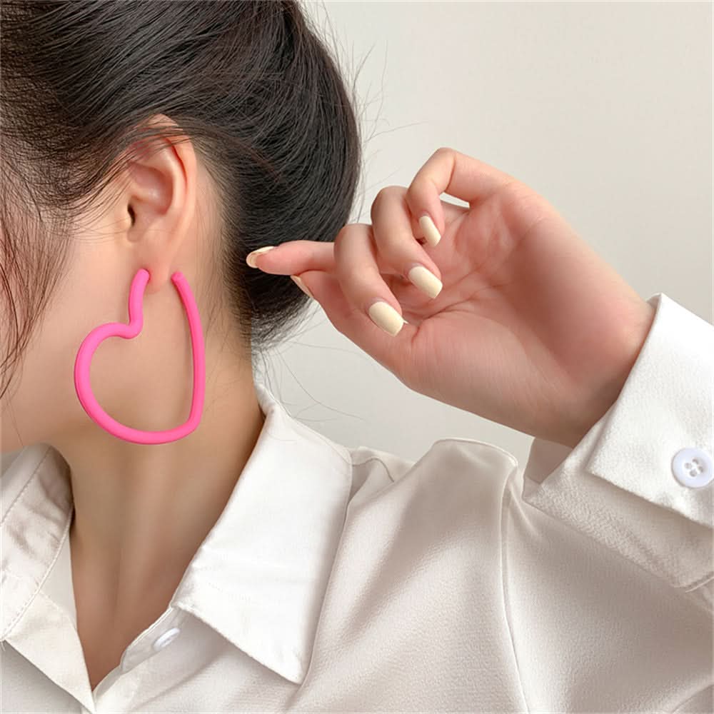 Candy Color Love Earrings - Acrylic Open Hoop for Women