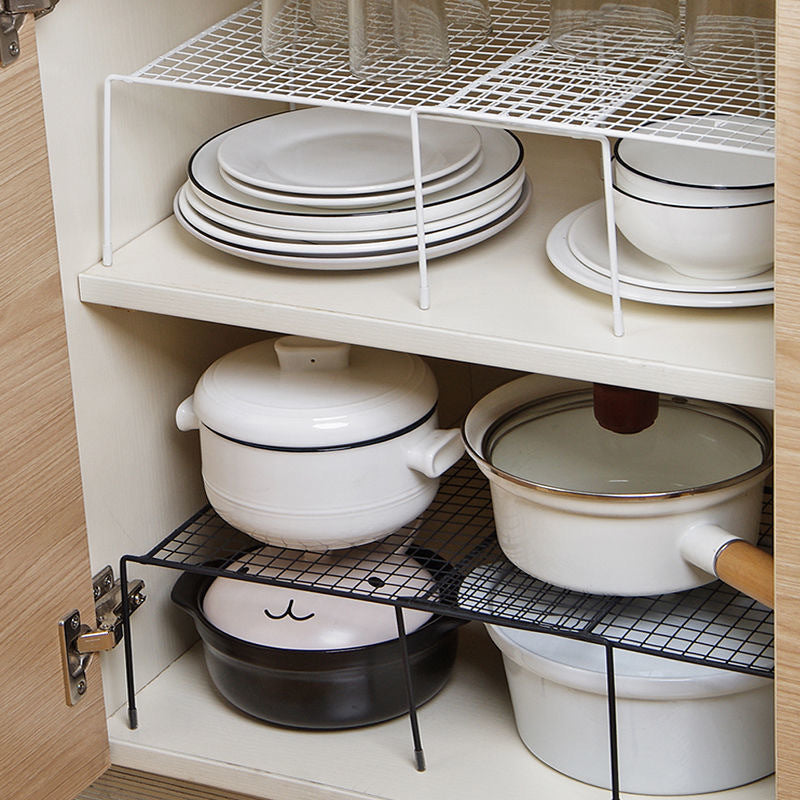 Retractable Kitchen Cabinet Organizer Rack – 2-Tier Carbon Steel Shelf