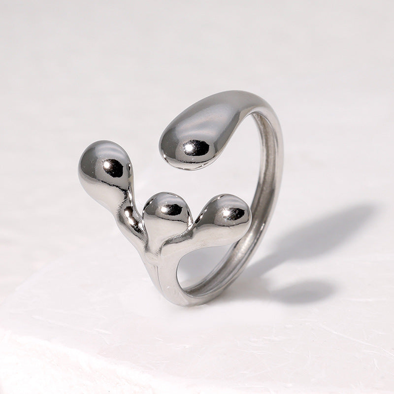 Irregular Stainless Steel Open Ring for Women – Adjustable Non-Fading Minimalist Jewelry