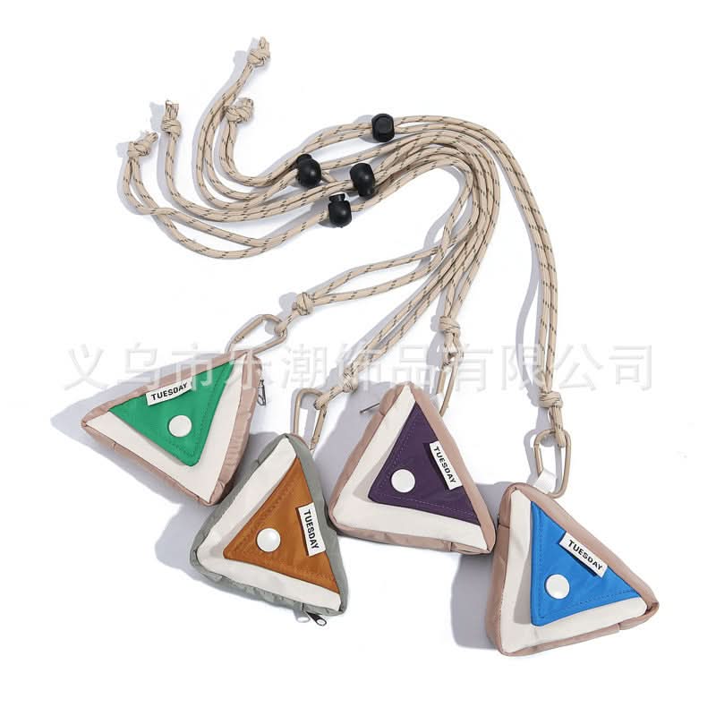 Mini Triangle Canvas Coin Purse – Unisex Key & Sundries Storage Bag