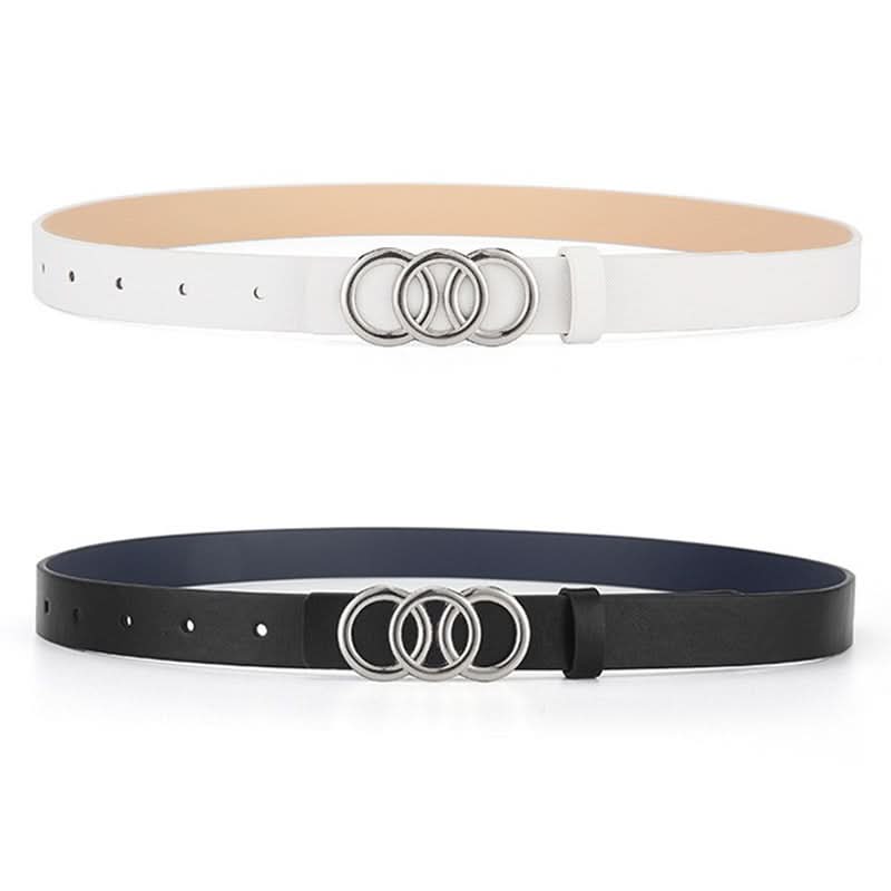 Women's Fashion Triple Round Buckle Belt –  For Jeans, Dresses & Workwear