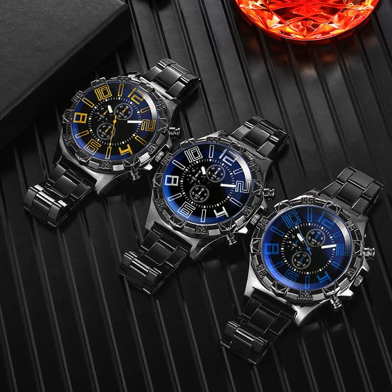 Men’s Luminous Quartz Sports Watch, Steel Band