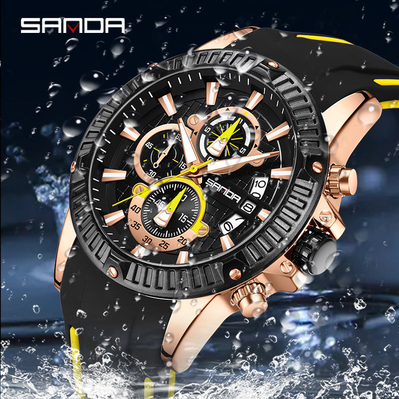 Sanda Men's Quartz Watch – Multi-Function Waterproof Calendar with Luminous
