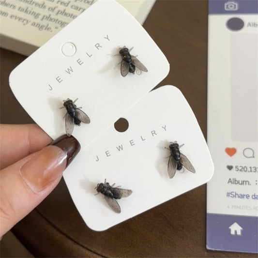 Funny Insect Earrings for Women – Resin Fly Design, Quirky Statement Jewelry