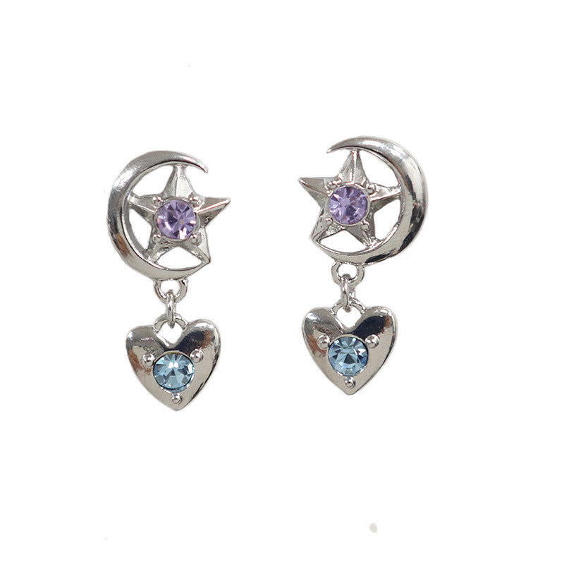 Sailor Moon Star Earrings – Cool Heart & Five-Pointed Star Clip-On Jewelry for Women