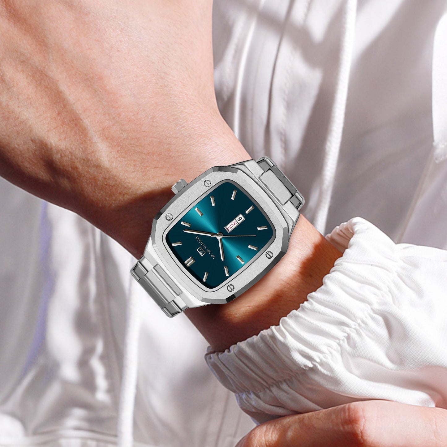 Men’s Square Dial Fashion Watch – Modern Apple-Style Design
