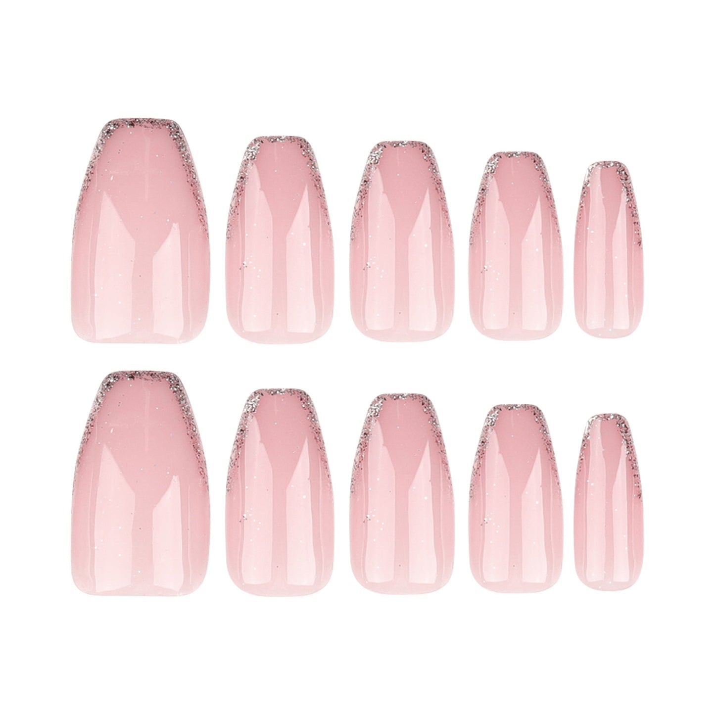 Nude Glitter Tip Press-On Nails – Short Square Minimalist Glue-On Set