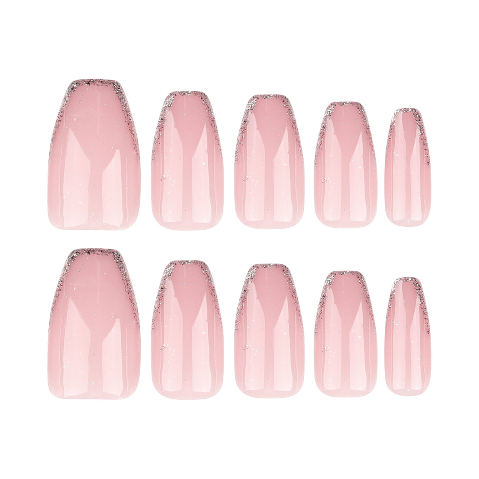 Nude Glitter Tip Press-On Nails – Short Square Minimalist Glue-On Set