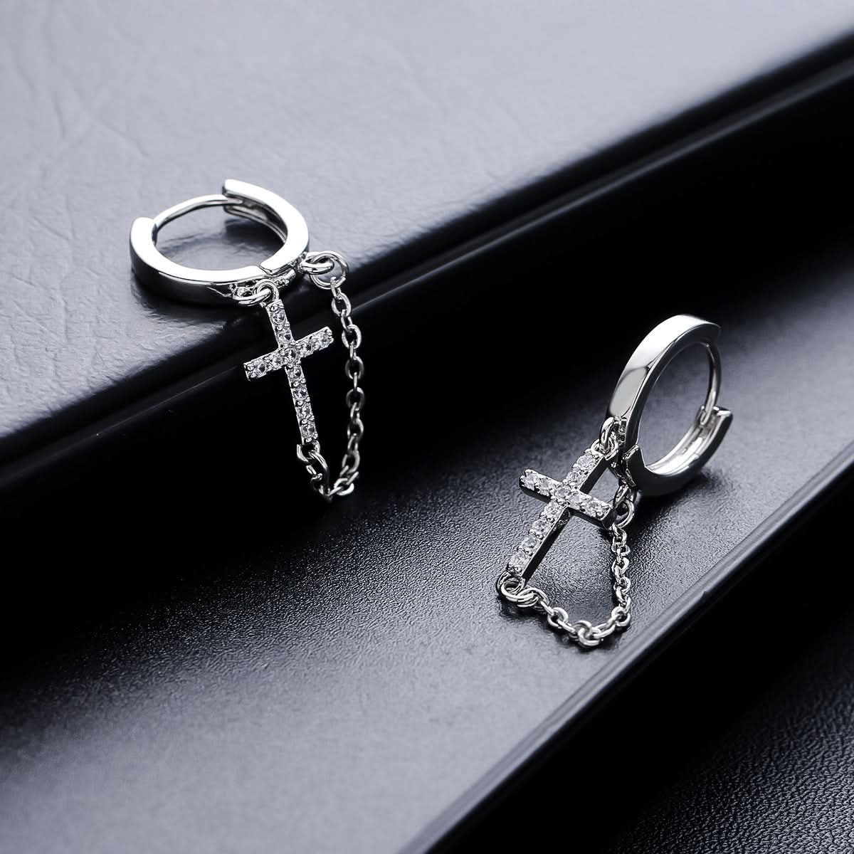 Men’s Hip-hop Style Cross Tassel Earrings