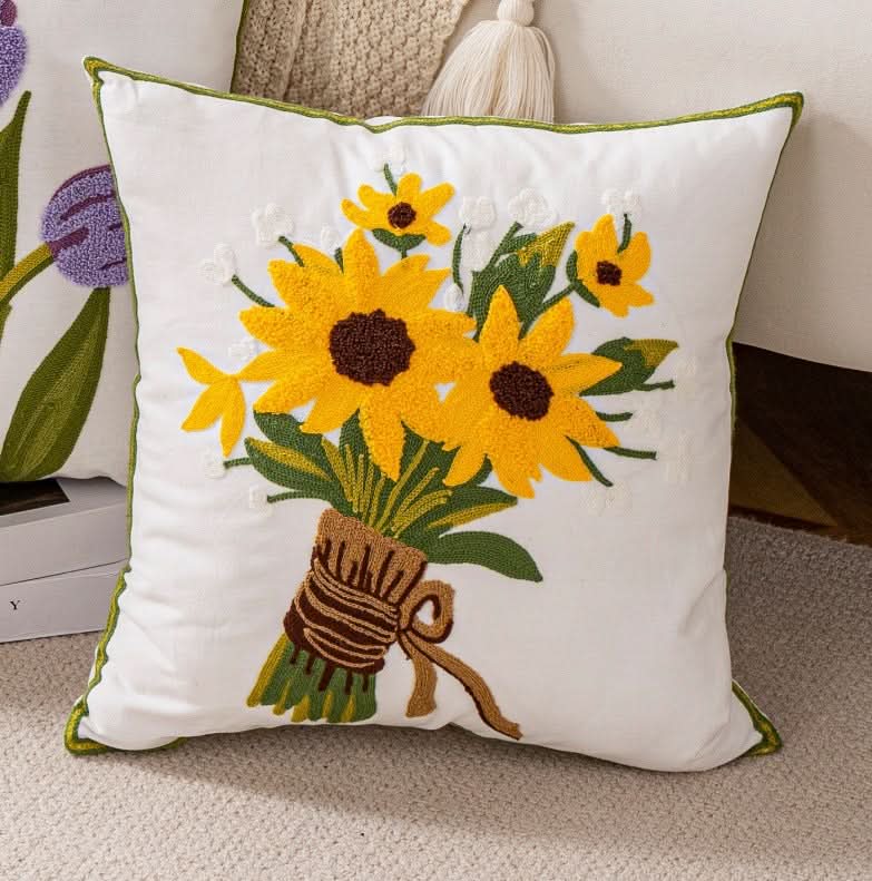 Pastoral Style Embroidered Flower Pillowcase