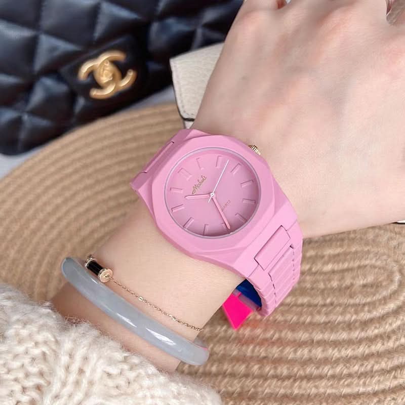 rendy Large Dial Watch – Candy Color, Steel Belt, Fashion Forward