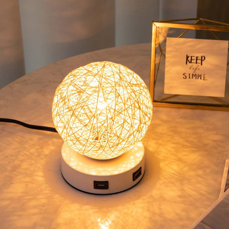 Modern Rattan USB Table Lamp with Touch Dimming – Romantic Night Light