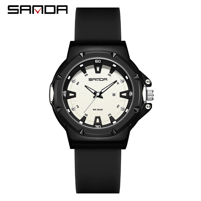Sanda Sports Quartz Watch with Calendar – Waterproof Student Exam Watch
