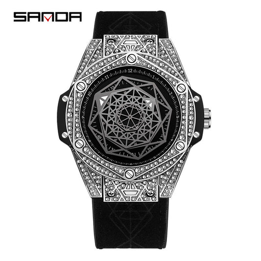 SANDA Men’s Diamond Automatic Watch – Luminous Waterproof Mechanical Watch