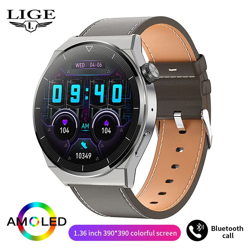 Men’s Round Dial Smart Watch with Bluetooth Calling – Health & Fitness Tracker