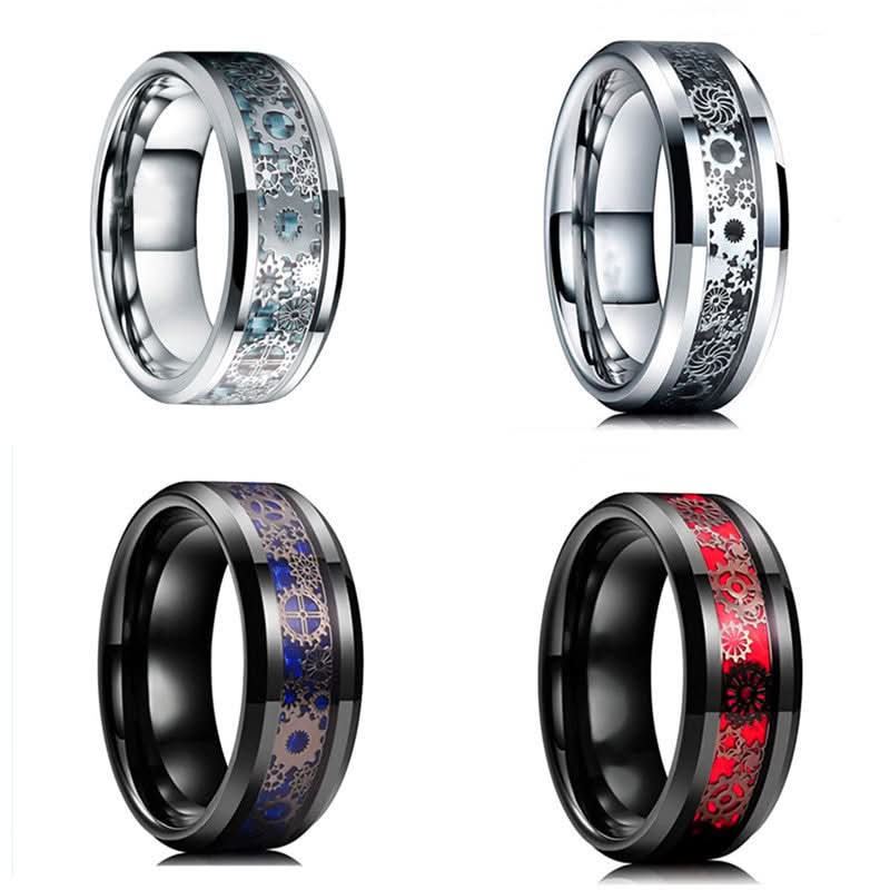 Men's 8mm Stainless Steel Gear Ring