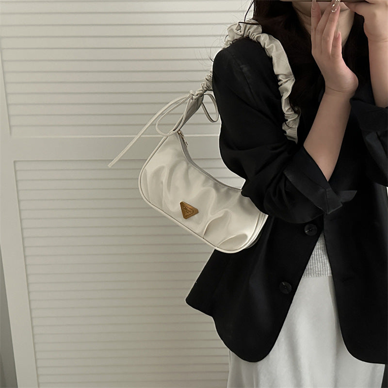 Women's Wrinkled PU Shoulder Bag – Trendy Spring Dumpling Underarm Purse