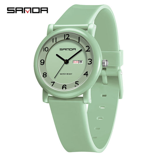 Sanda Kids Quartz Watch – Waterproof Dual Calendar Analog Watch for Students