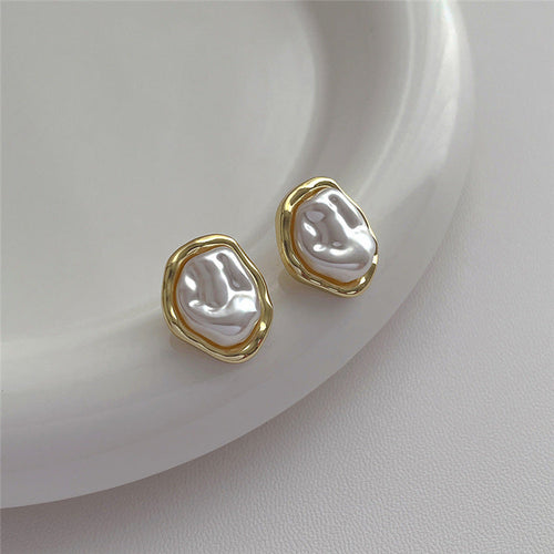 Baroque Pearl Earrings for Women – French Retro Silver Needle