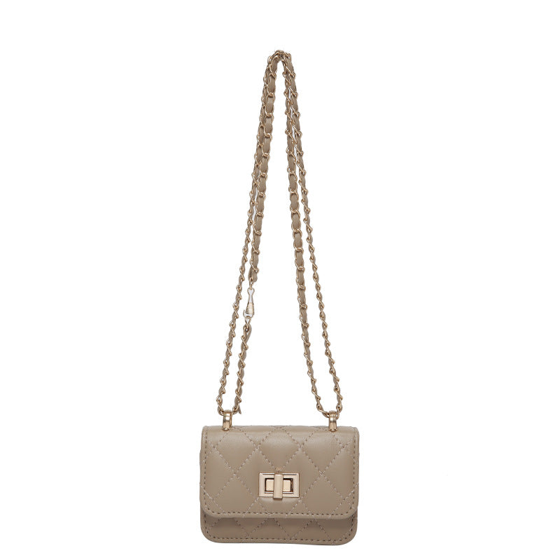 Trendy Diamond Chain Crossbody Bag for Women – Solid Color Small Shoulder Purse
