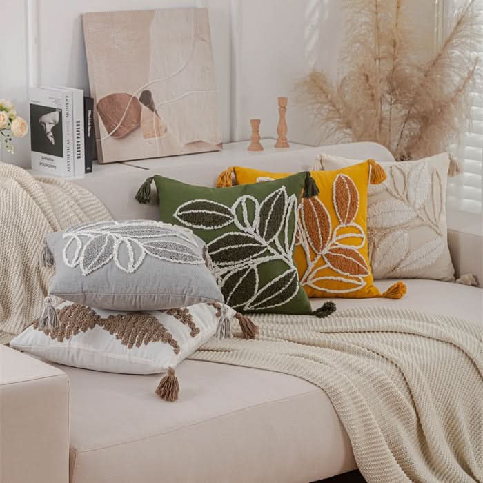 Nordic Red Leaf Velvet Pillow Cover