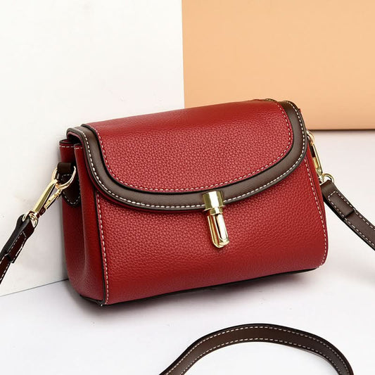 Women's Retro Small Square PU Leather Messenger Bag – With Contrast Design