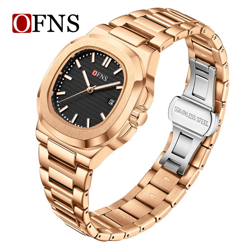 OFNS Men’s Quartz Watch – Waterproof Business Timepiece with Steel Strap