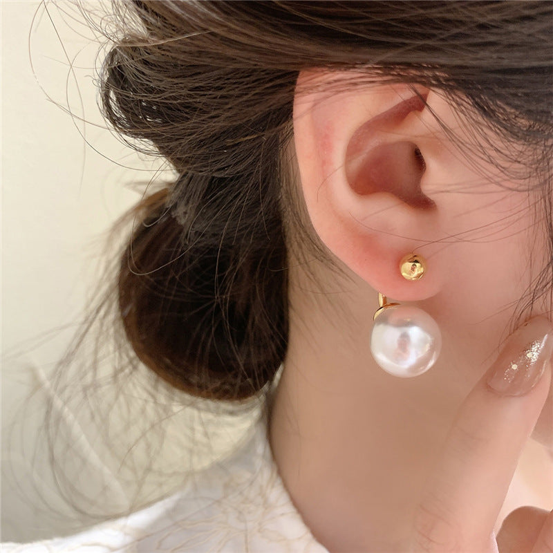 Korean Geometric Pearl Earrings for Women – Retro Silver Design